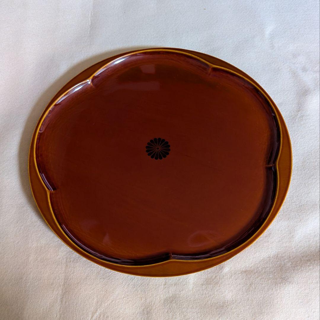 【未使用】伝統工芸 飛騨春慶塗 菓子盆 家紋風文様 共紙あり 30cm