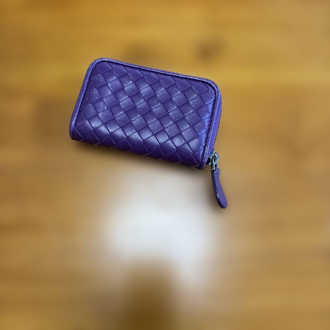 ボッテガ・ヴェネタ 編み込みコインケース パープル - メルカリ