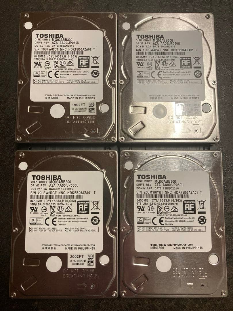 m*k様 東芝製 3TB 2.5インチ HDD ４本SET