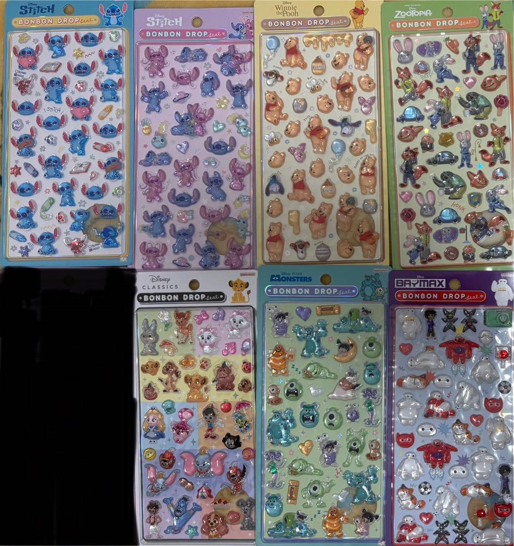 正規品　ディズニー　2弾　7枚セット　ボンボンドロップシール
