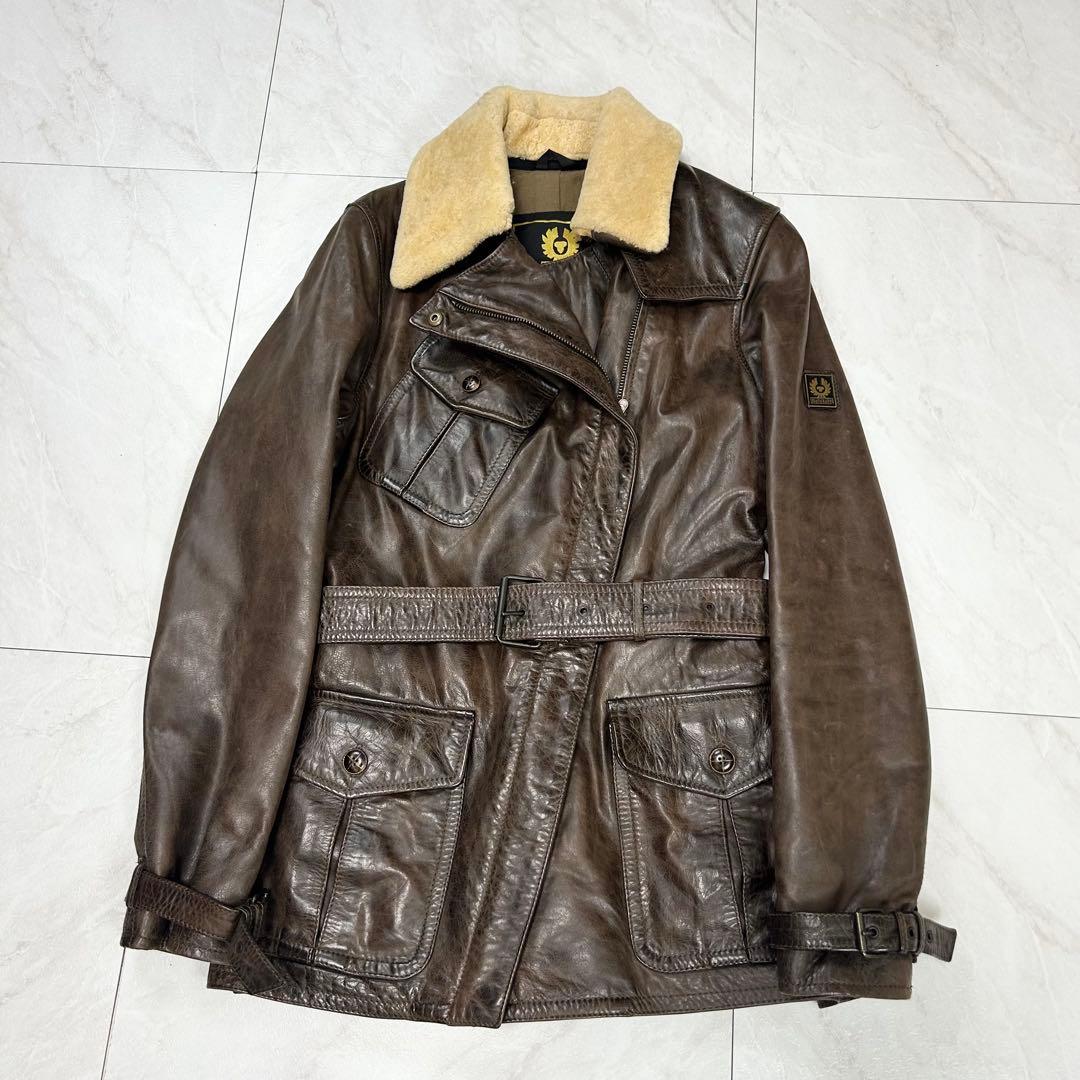 名作 Belstaff ゴールドレーベル レザー パンサージャケット 本革 42