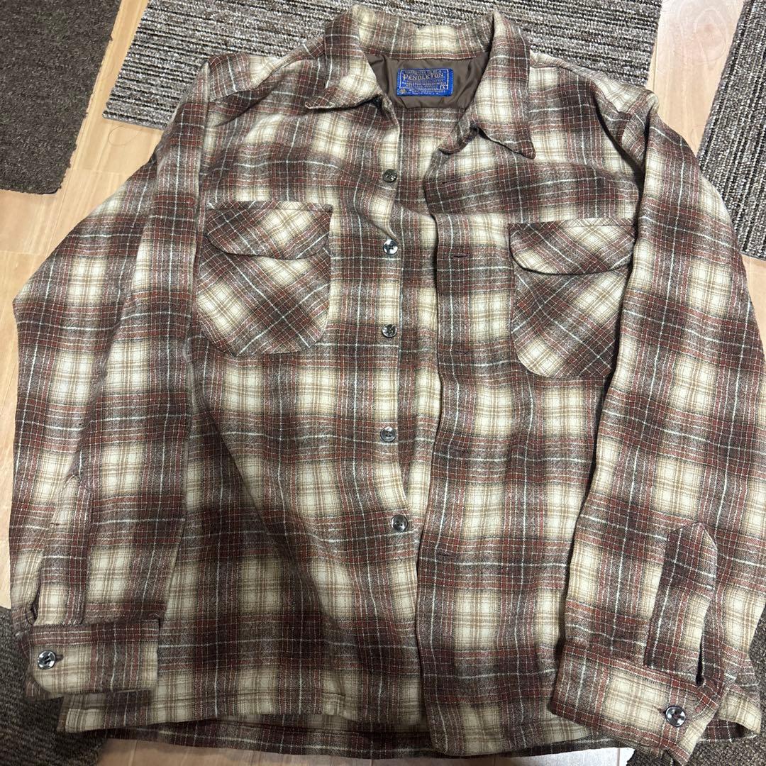 Pendleton チェックネルシャツ 100%ウール70s PENDLETON◇ネルシャツ/XL/ウール/RED/チェック/70s/USA製