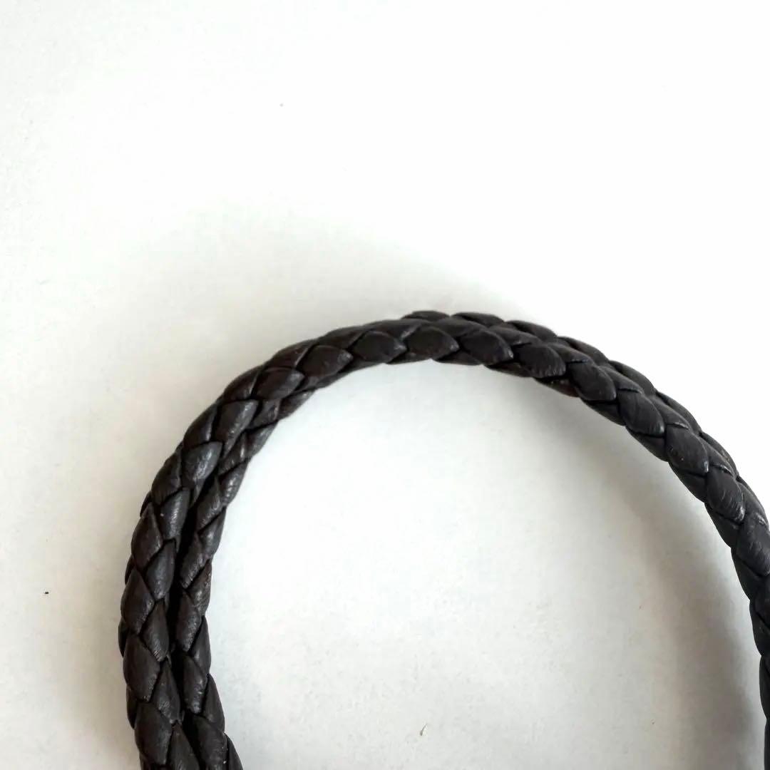 BOTTEGAVENETA ブレスレット レザー プレート編み込みダークブラウン