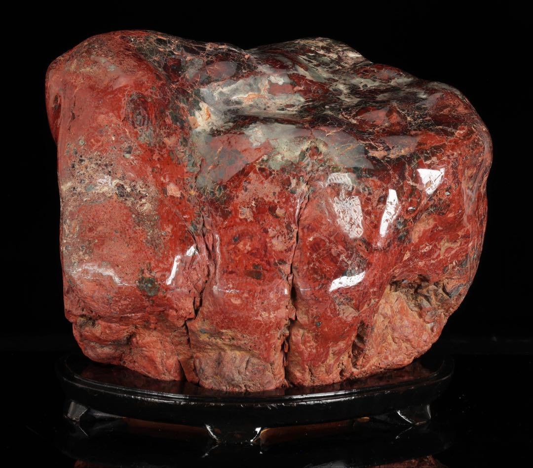 佐渡 赤玉石 碧玉 赤石 鑑賞石 水石 原石 鑑賞石 飾石 台座付 47.5kg