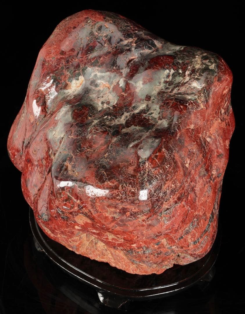 佐渡 赤玉石 碧玉 赤石 鑑賞石 水石 原石 鑑賞石 飾石 台座付 47.5kg