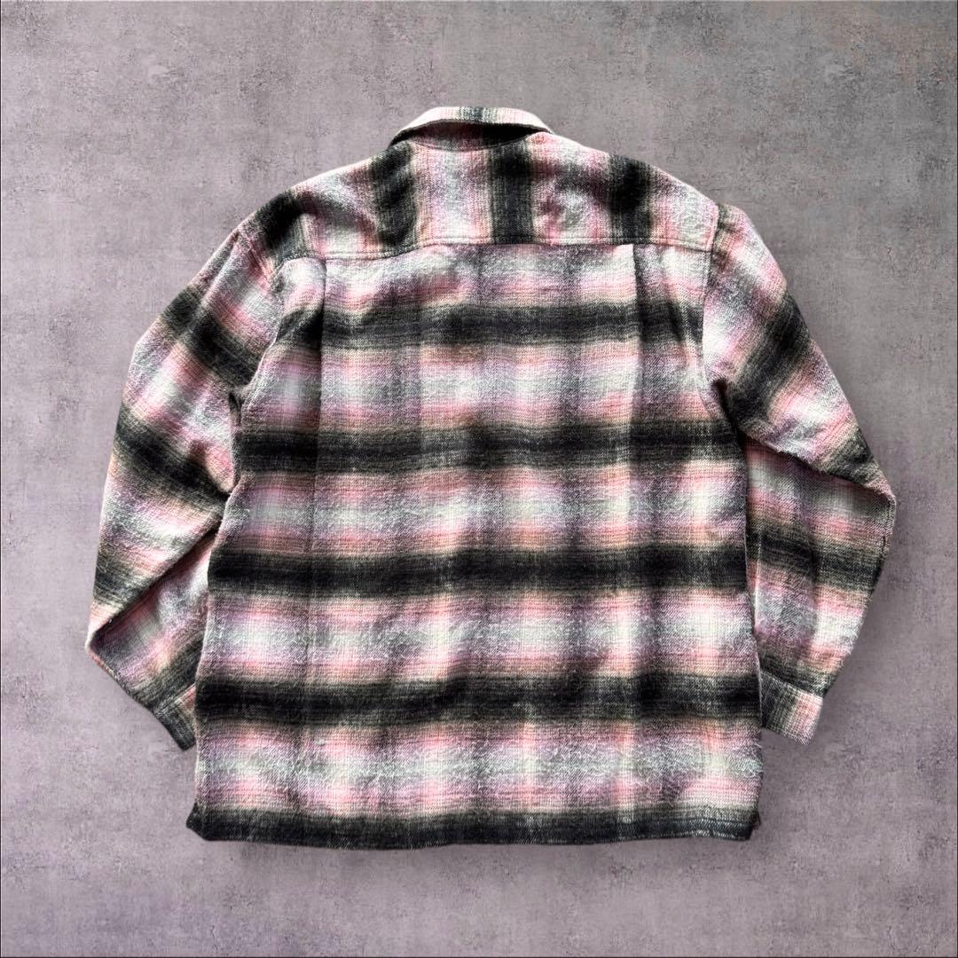 好配色ピンク黒白 WORLD unique オンブレジップネルシャツサイズ L