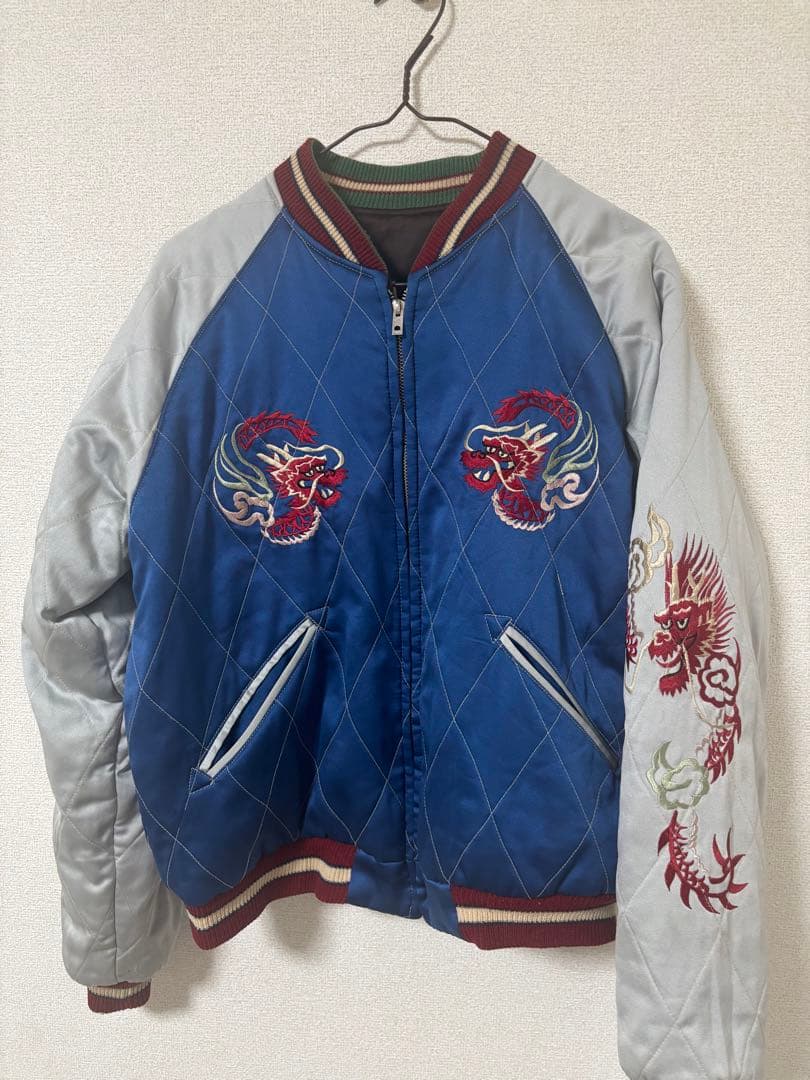 90s テーラー東洋スカジャン M品番 虎x日本地図 リバーシブル M