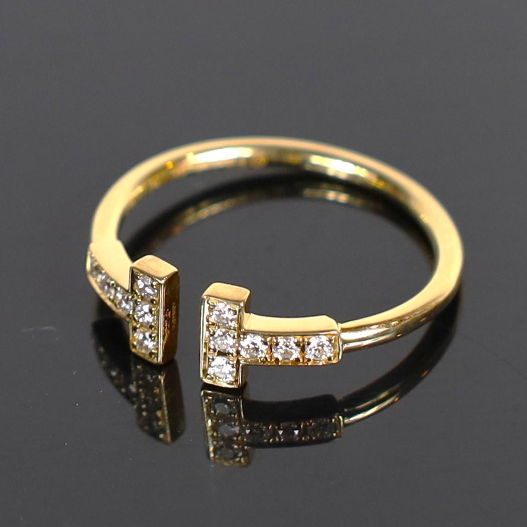 ティファニー　Tワイヤー　ダイヤモンド　リング　指輪　YG 2.4g 15号