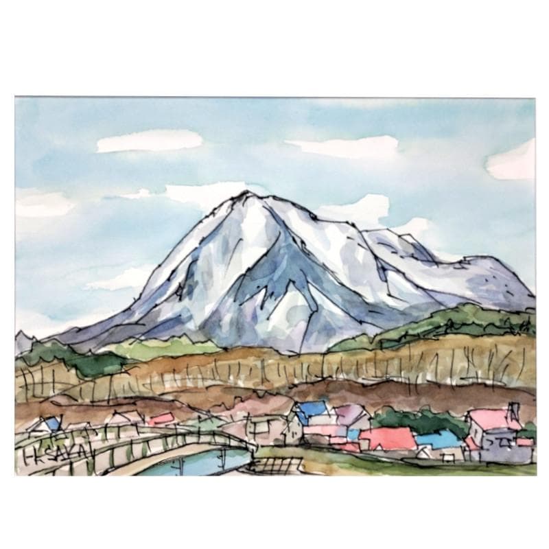 ☆ 境 肇 ☆「利尻岳」水彩画 大衣 新品額！