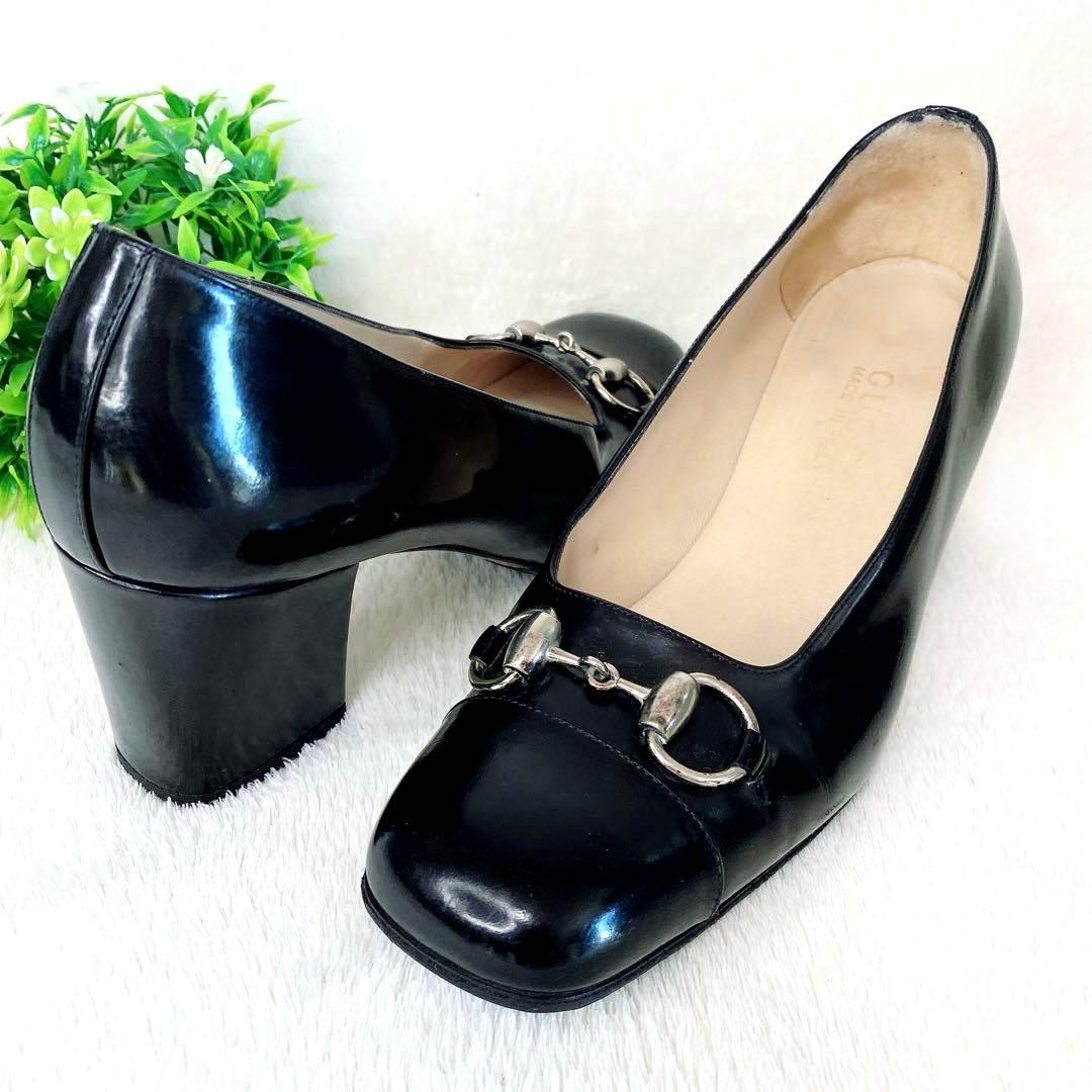 グッチ GUCCI ホースビット エナメル パンプス 8B 25cm相当