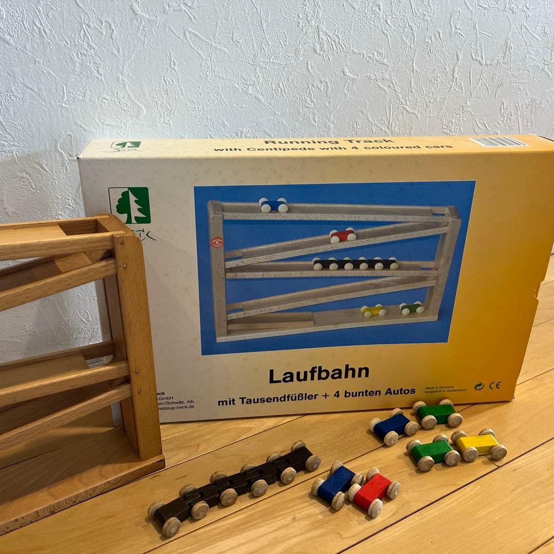 Laufbahn 木のおもちゃ ベック社 トレインカースロープ 知育玩具 箱