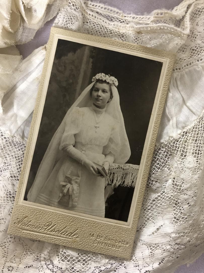 フランスアンティーク　コミュニオン　カルト・ド・ヴィジット