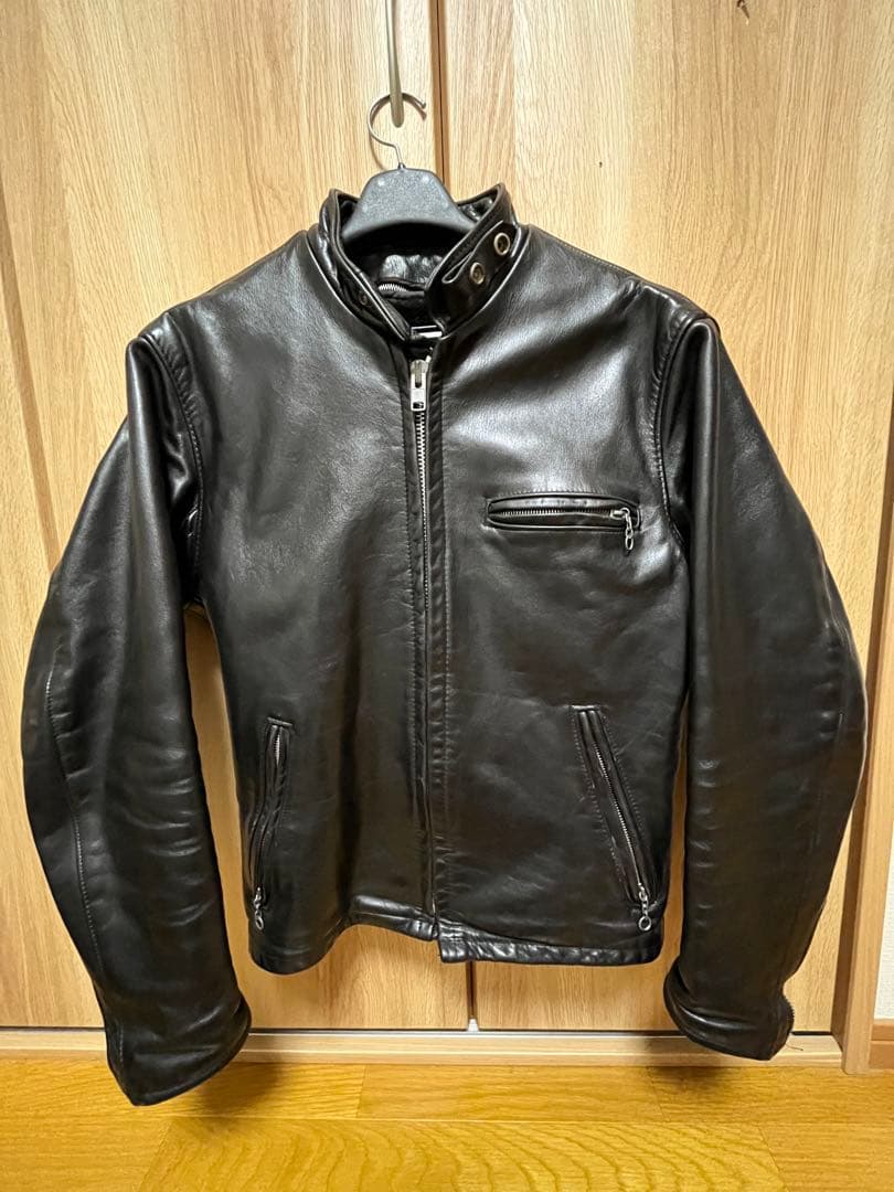 ＊はくお＊Schott ブラック シングルライダース立襟　38インチ