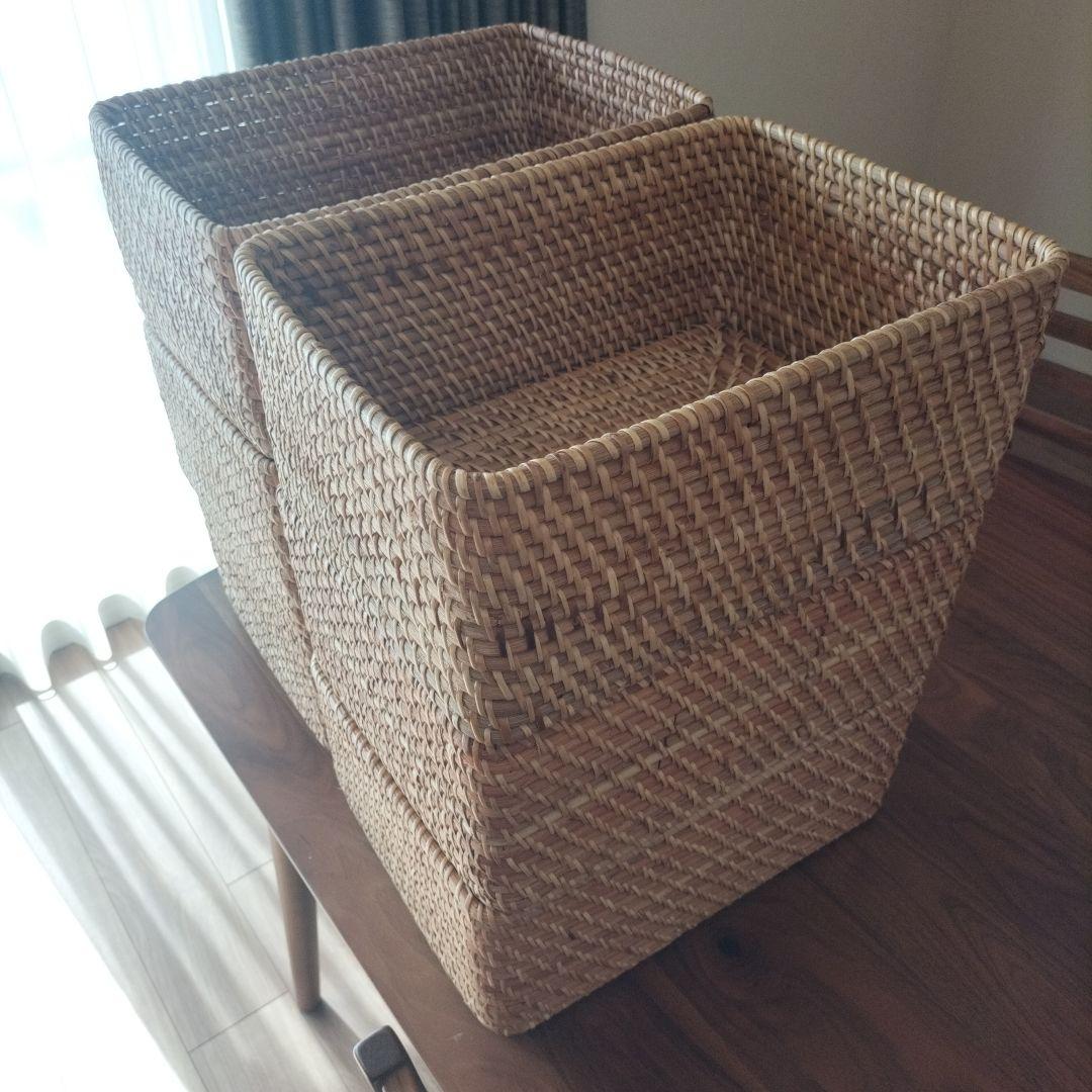 無印良品 重なるラタン長方形バスケット・中 6個セット - メルカリ