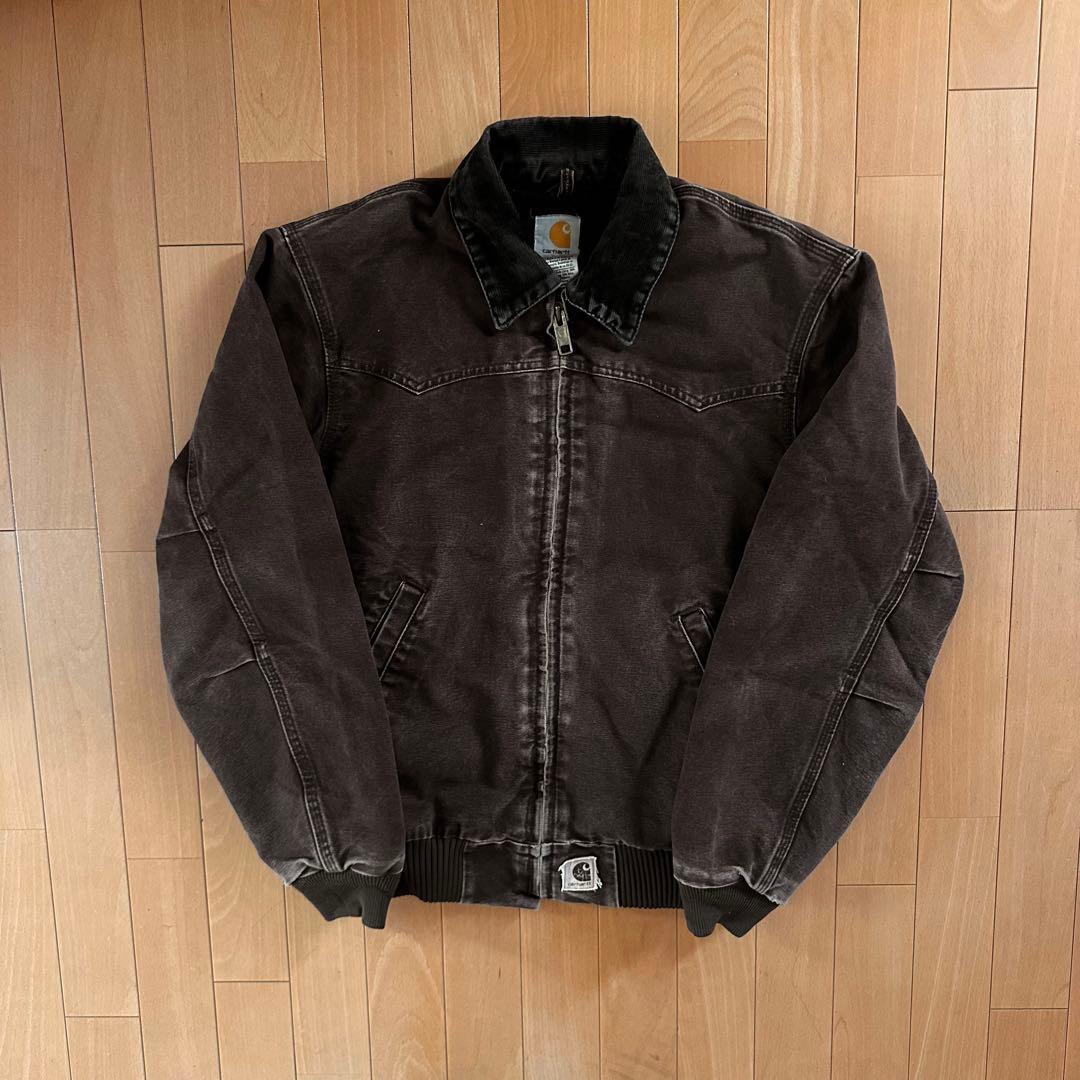 希少色&サイズ US製 カーハート サンタフェジャケット 短丈 革パッチ DKB