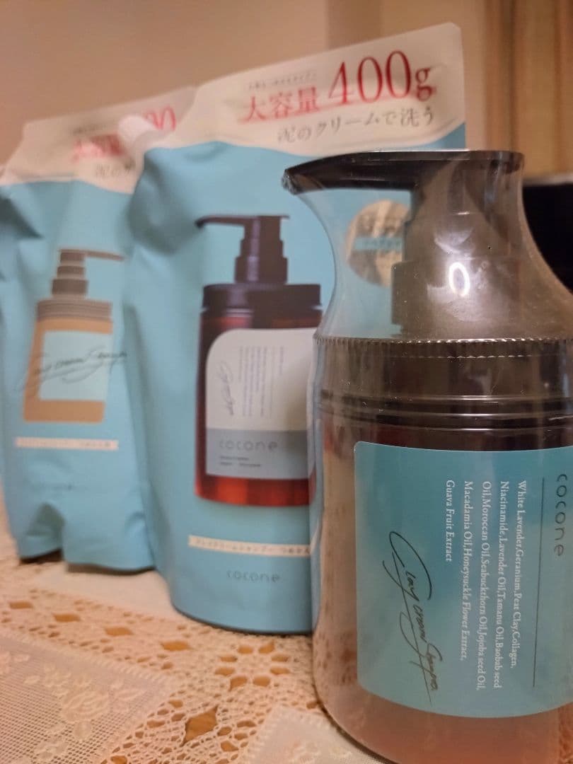cocone クレイクリームシャンプー 400g ポンプ＆詰替2つ
