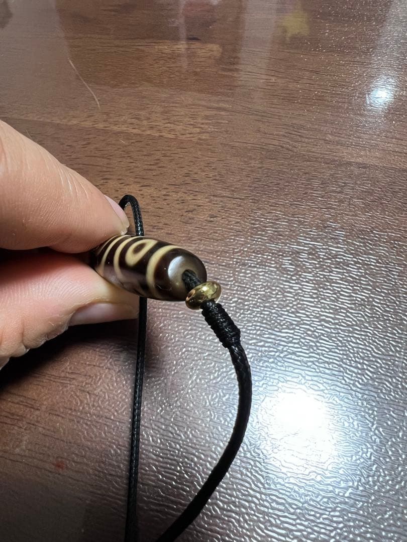 天然瑪瑙 三眼天珠 ネックレス 老天珠風 チベット天珠 長桶型 開運