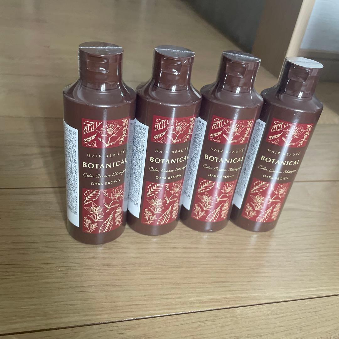 ボタニカルカラークリーミーシャンプー ダークブラウン 4本セット HAIR BEAUTE ECLAT 白髪染め シャンプー カラーシャンプー ヘアボーテ