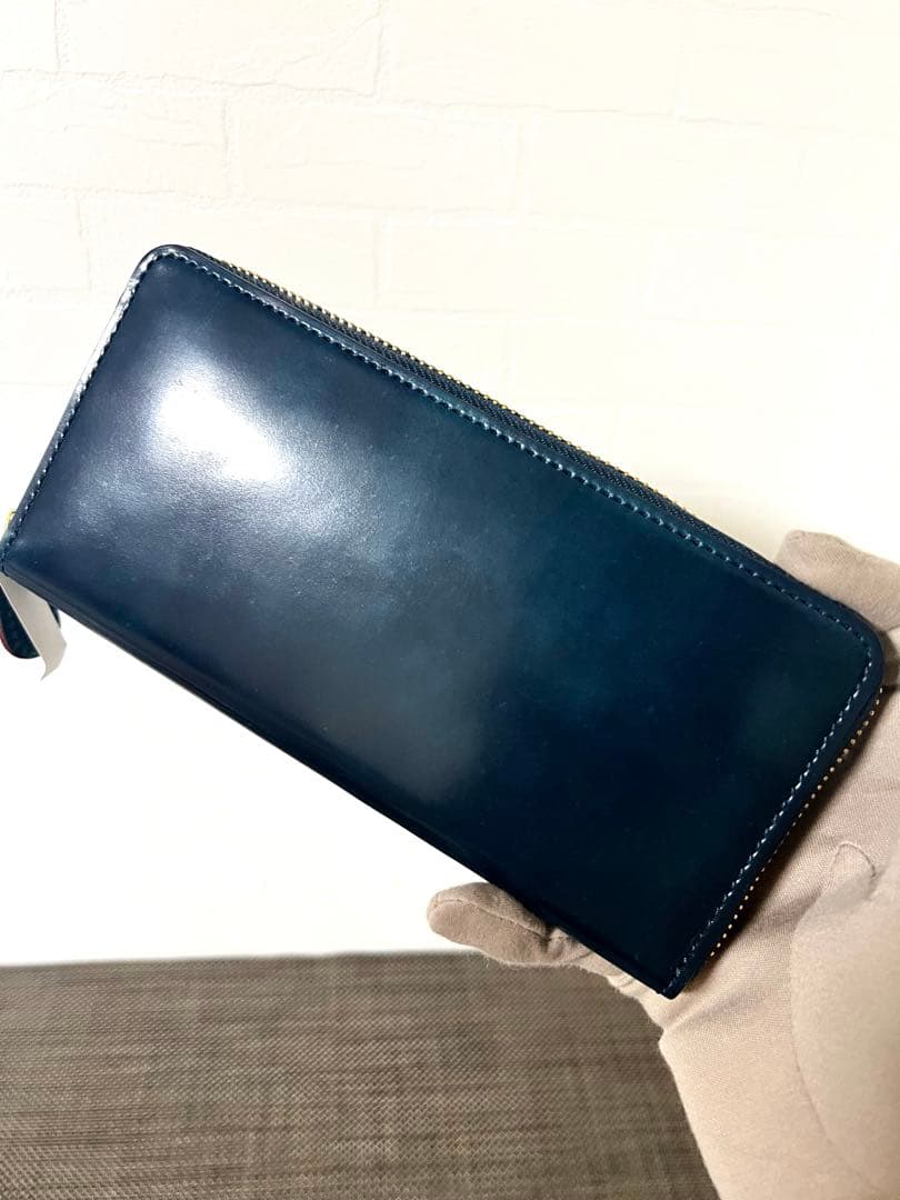 【未使用】SHELL CORDOVAN 2 ラウンドファスナー長財布 NAVY