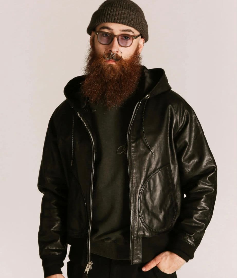 ジャケット・アウター Schott Leather Hooed Jacket \"Black\"