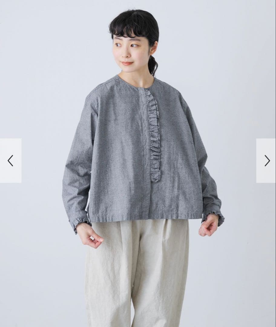 【新品タグ付き】かぐれ コットンシルク フリルブラウス チェック