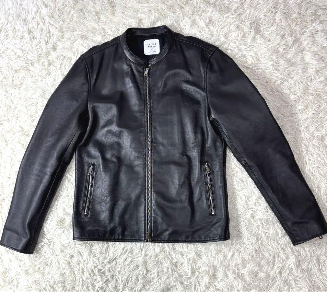 UNITED TOKYO ラムレザー シングル ライダースジャケット 黒 3