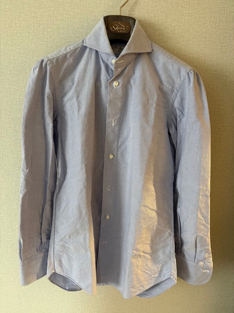 イングレーゼ　シャツ　サックス　オックスフォード　サイズ３７　シャロン購入