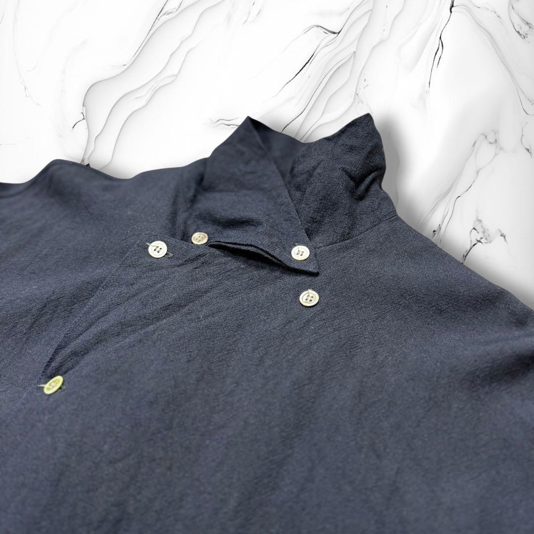 《初期》Y's for men 70~80s 変形オープンカラーシャツ ネイビー