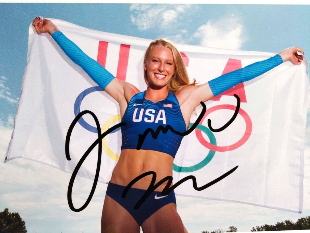 セール中…サンディ・モリス直筆サイン入り2Lサイズ写真…アメリカ棒高跳び選手…