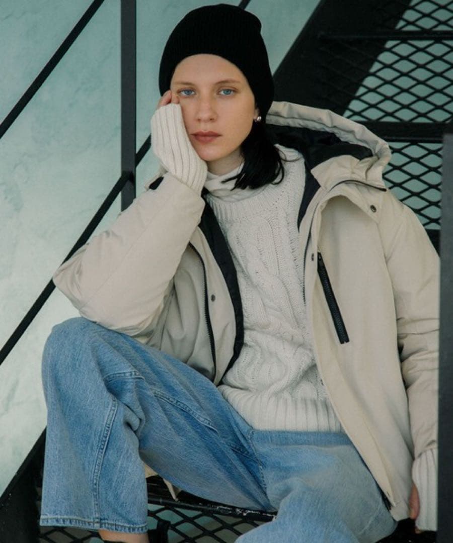 新品◎サニーレーベル◎ フーディーダウンジャケッ//ライトベージュ