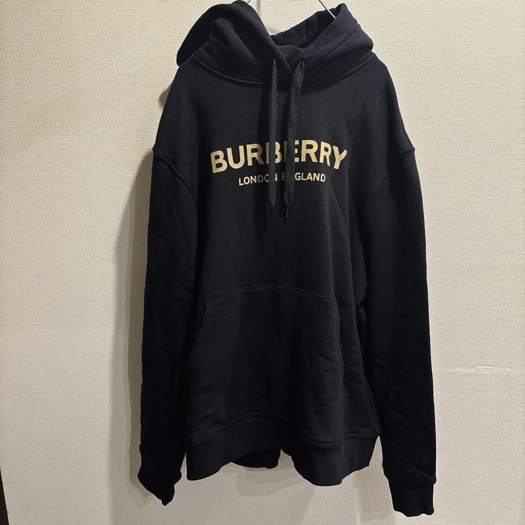 BURBERRY バーバリー　ロゴ　パーカー　フード　ブラック BURBERRY (バーバリー) クロスステッチ EKD コットン プルオーバー