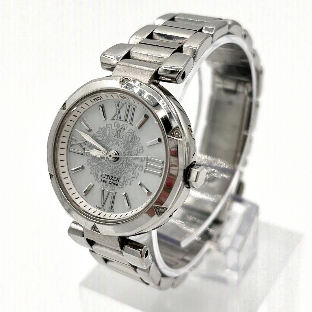 【稼働】CITIZEN XC 腕時計 白蝶 ソーラー レディース シルバー