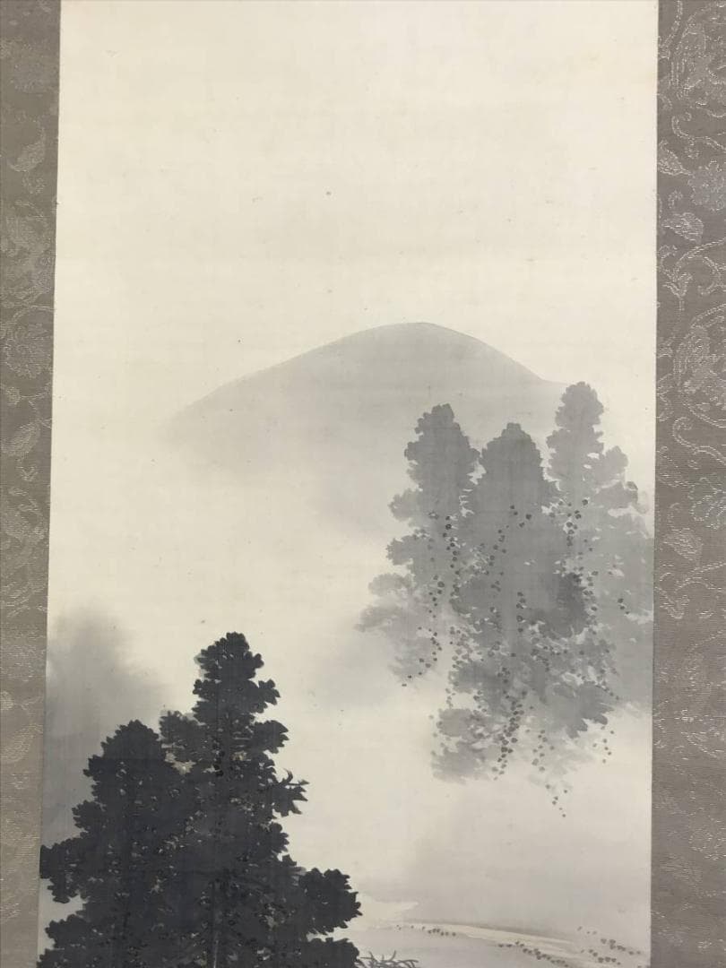 真作】熊谷直彦/夏江牧童図/山水図/牛と人物図/掛軸/名家伝来/AD-380