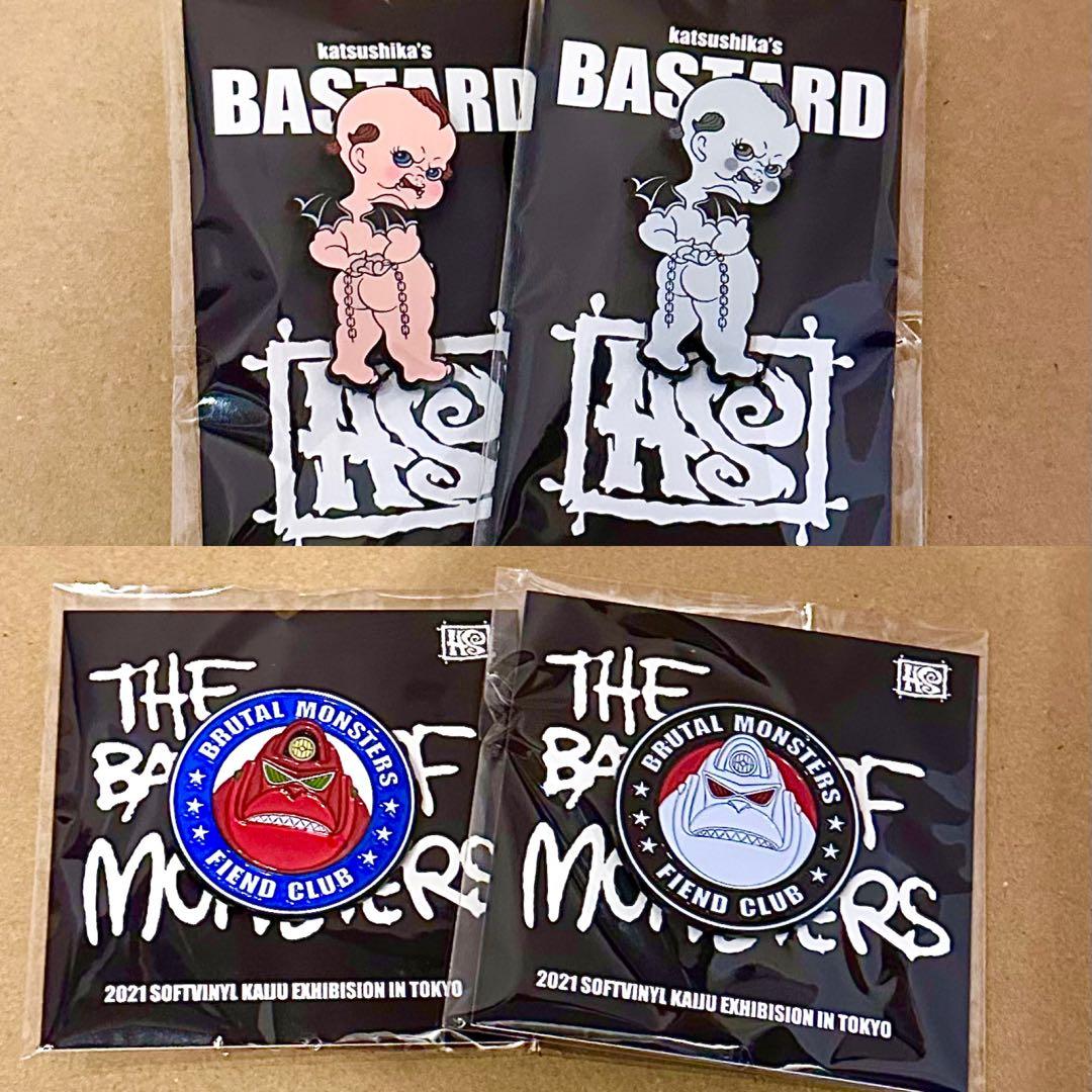 ソフトビニール怪獣展　ピンバッジ4個セット Happy gathering @the_av_king #ソフトビニールの怪獣展 #hxsxk