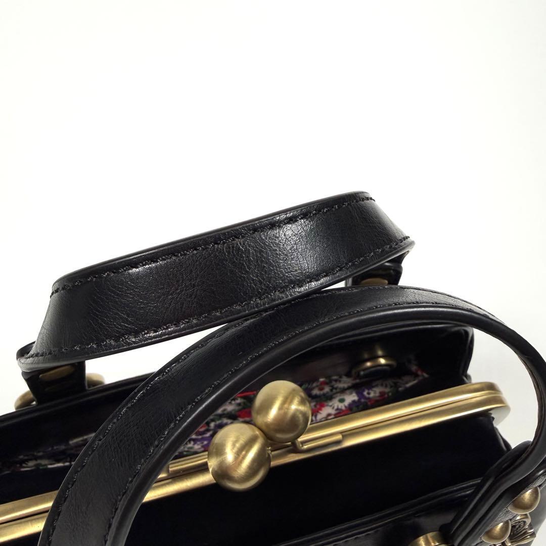 未使用に近い】アナスイ ハンドバッグ 2way がま口 ディディオン 黒