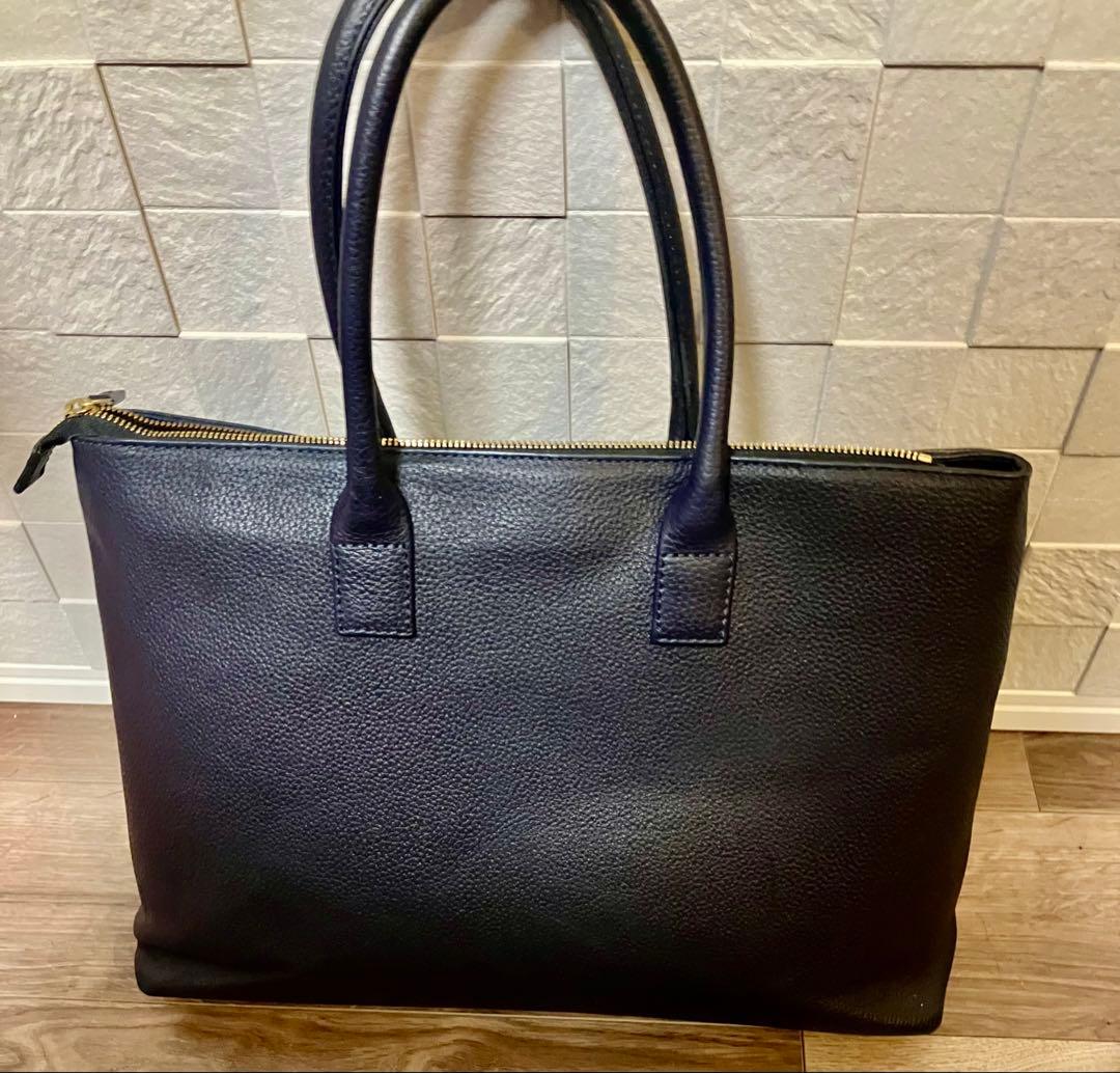 ハッシュタグ ネイビー レザー トートバッグ