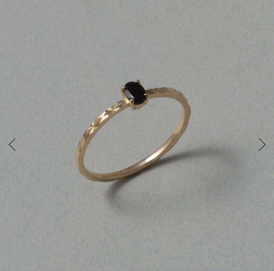 Lilas オーバルオニキスカットリングK10 11号