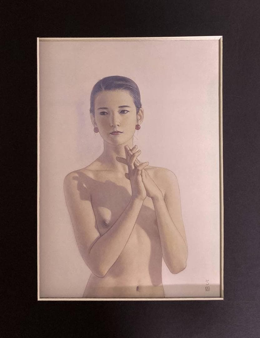 高塚省吾、【イヤリング】、希少な額装用画集画、新品高級額 額装付