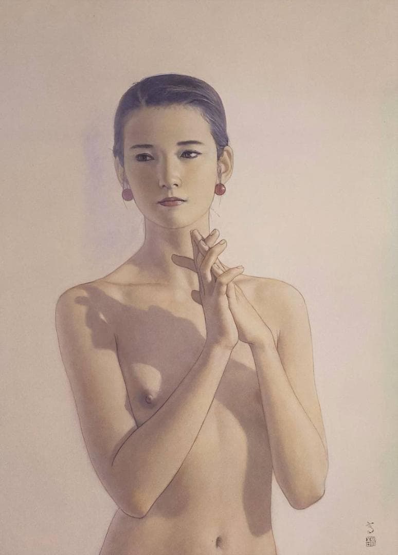 高塚省吾、【イヤリング】、希少な額装用画集画、新品高級額 額装付