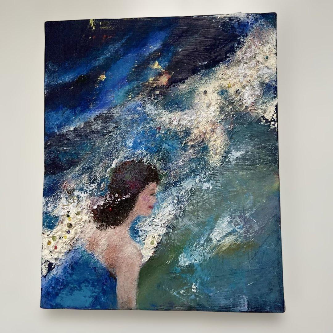 抽象画 美しい女性 油彩 真作大きさF3 額なし - メルカリ