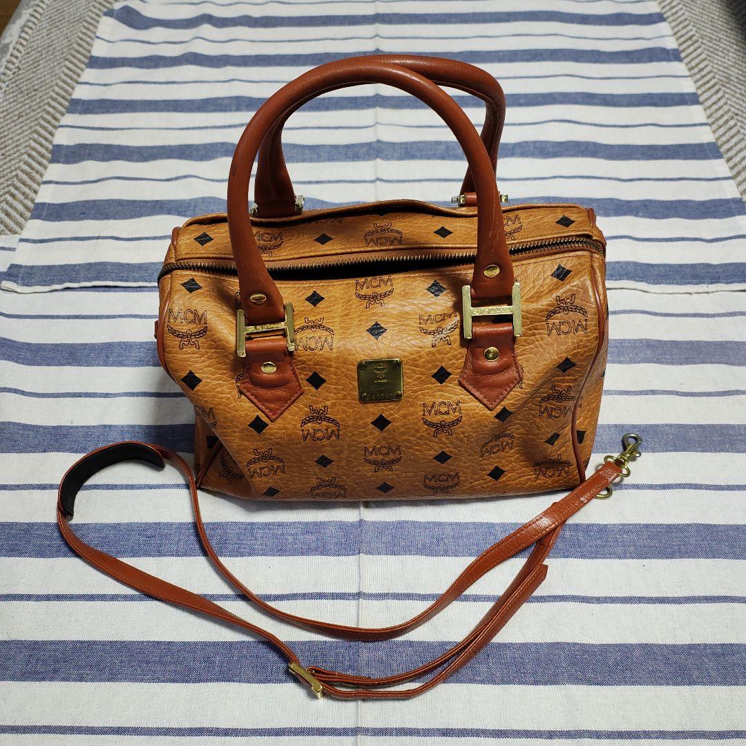 美品　MCM ブラウン ミニボストンバッグ
