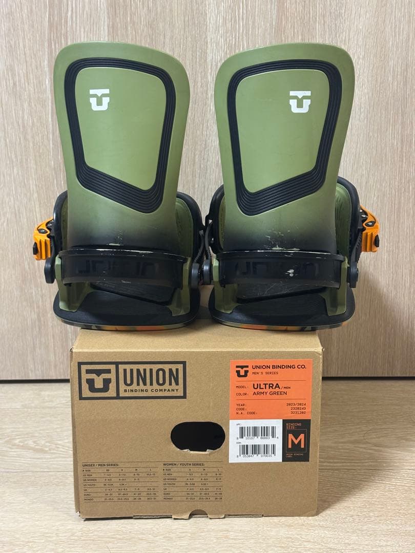 【値下中】UNION BINDINGS ULTRA Mサイズ アーミーグリーン UNION BINDING UNION BINDINGS ULTRA [MEN] 2023-2024 / ユニオン