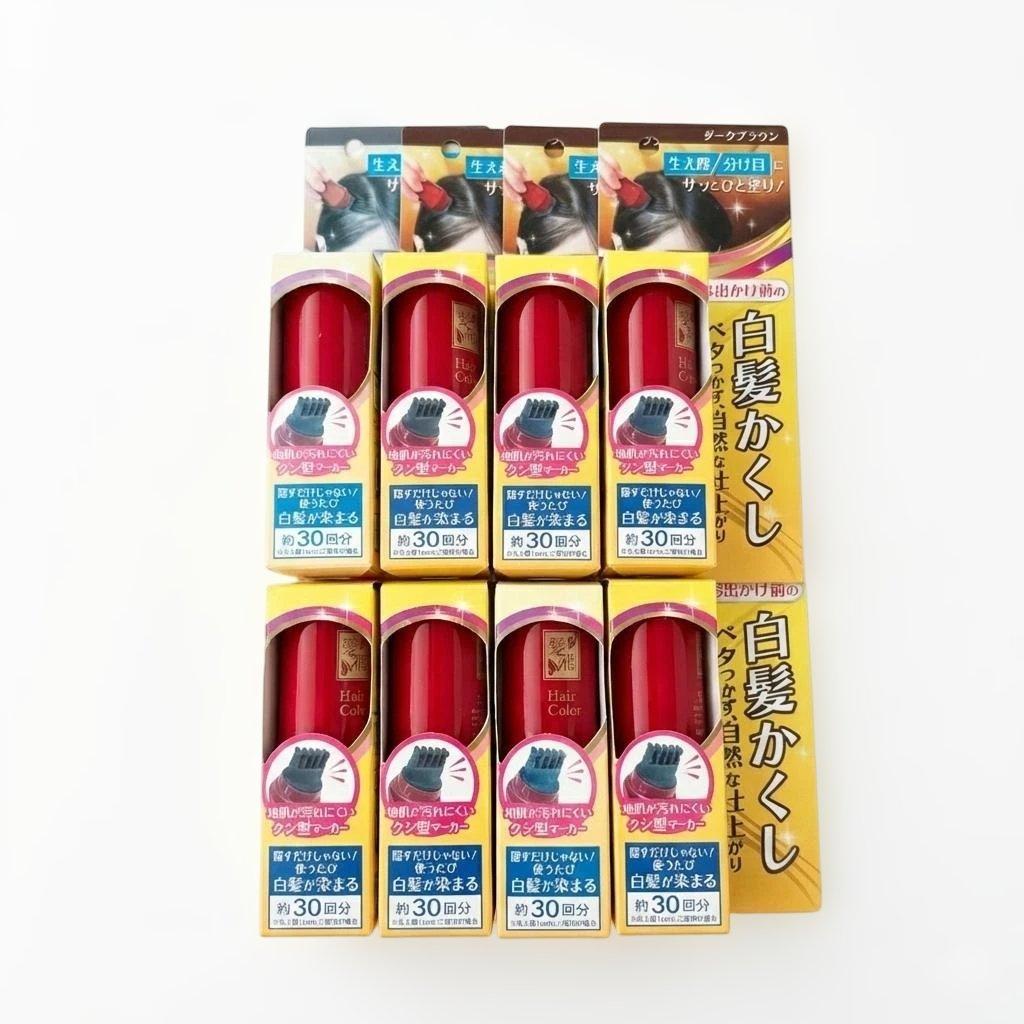 【8個セット】白髪かくし クシ型マーカー ダークブラウン 使うたび染まる