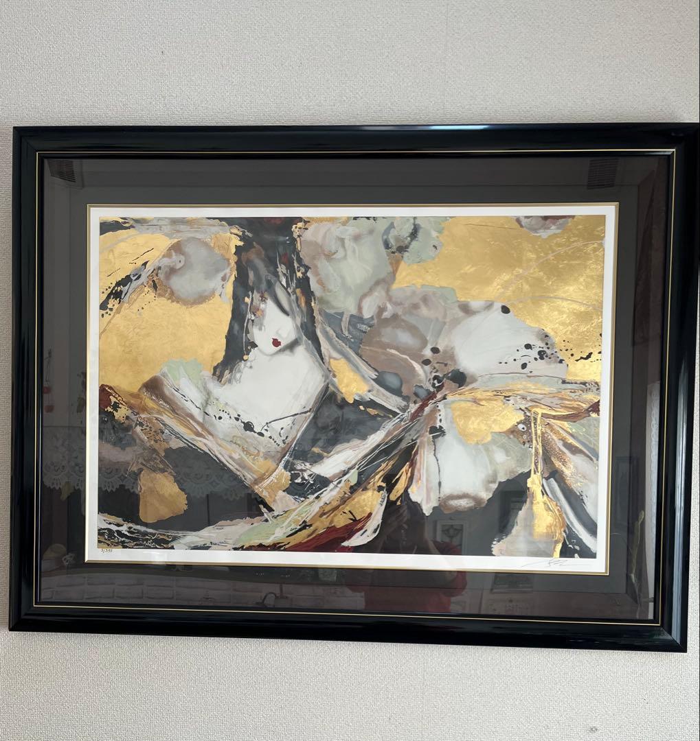 ★スザンヌマリー★淑女　シルクスクリーン 額84x111