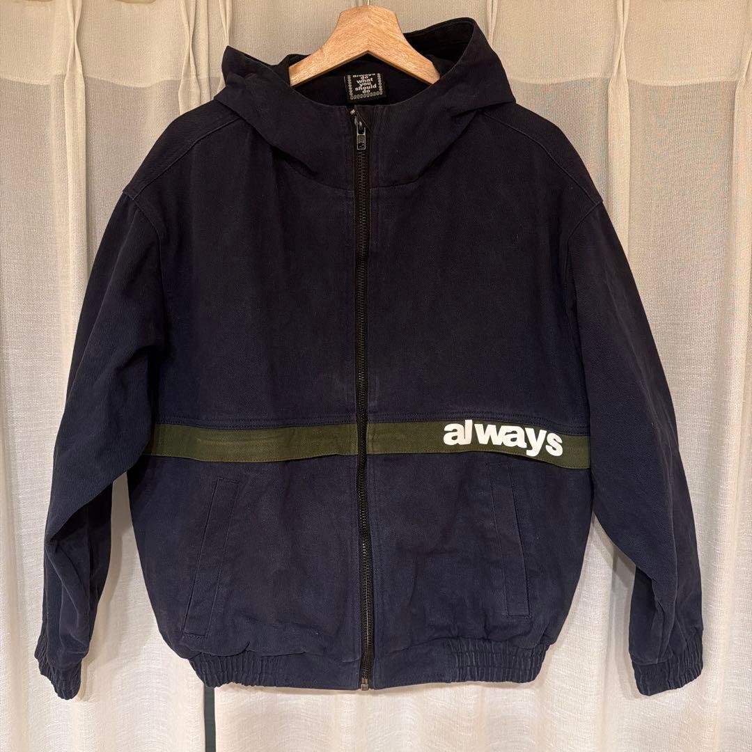 always フード付きネイビーブルゾン ジャケット ジャンパー M Asahicho 作業服 作業着 防寒 ブルゾン ジャンパー パイロット 10000