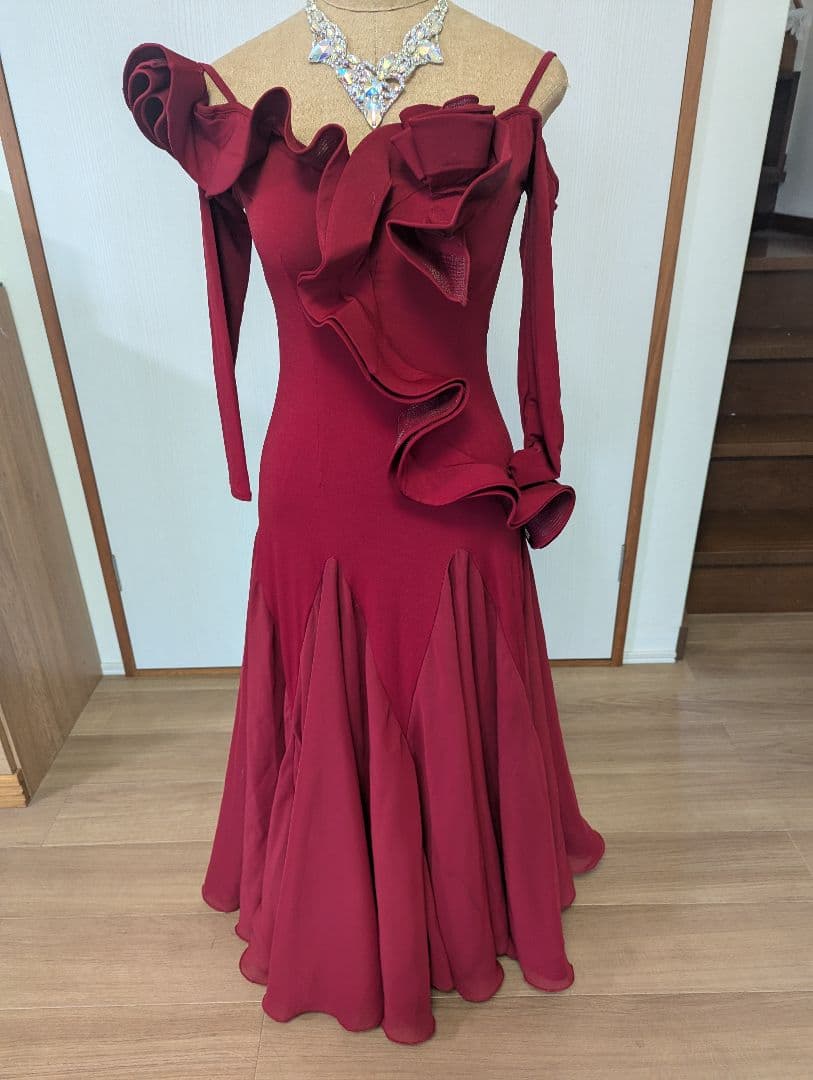 社交ダンス　ドレス　ワインレッド　 L 楽天市場】送料無料 全3色 社交ダンスドレス モダンドレス ワイン赤 緑