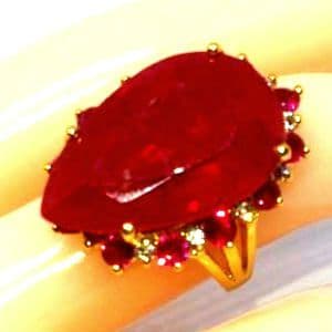 天然ブラッドレッドルビー （24.25Ct）サファイアS925 24k仕上 指輪