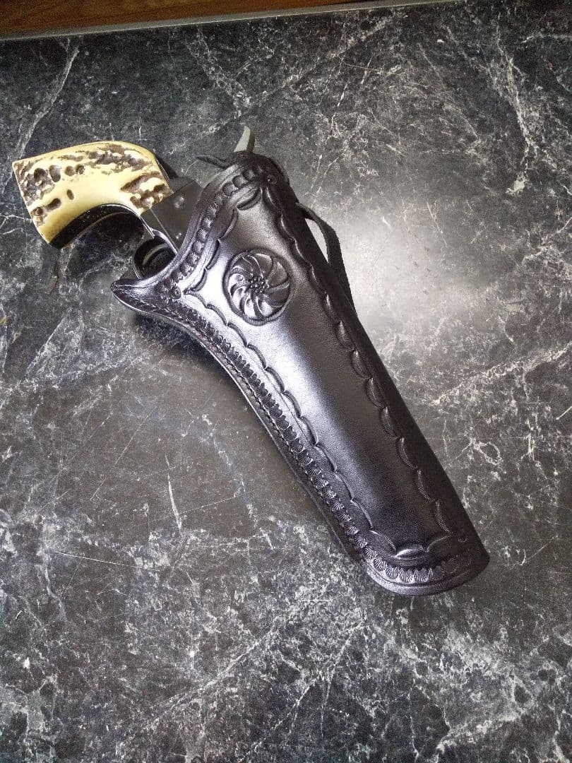 コルトSAAピースメーカー用ウエスタンホルスターオールドタイプクロスドロー牛革製