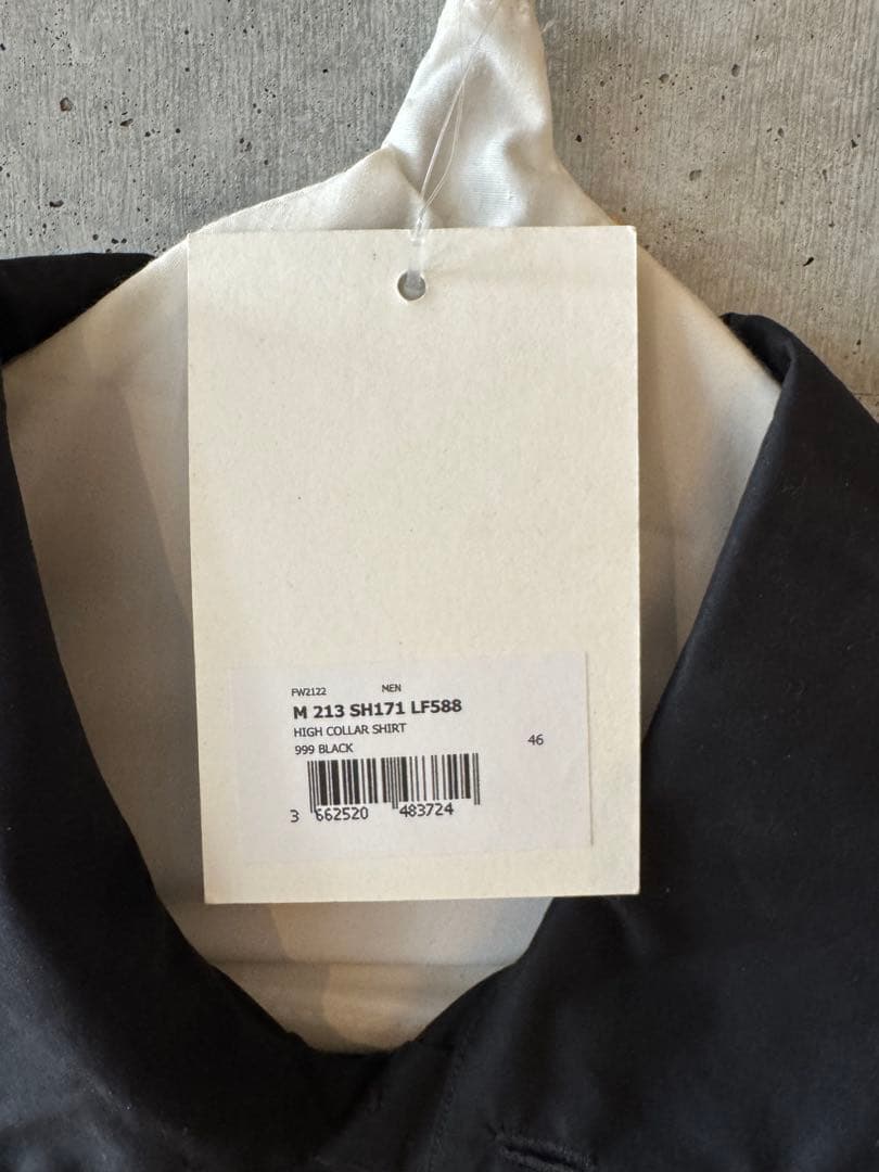 LEMAIRE ルメール HIGH COLLAR SHIRT ブラック 46