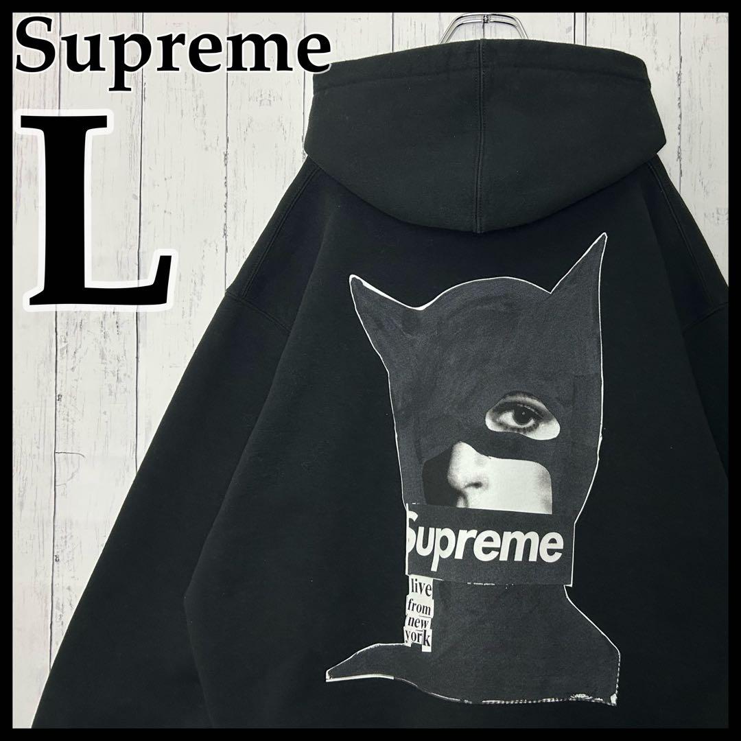 【美品・L】シュプリーム 23AW キャットウーマンフーディ パーカー ロゴ 黒